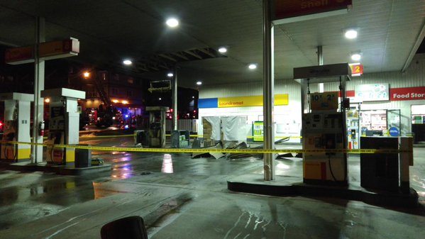 Firefighters put out van engulfed in flames at Ladysmith gas station