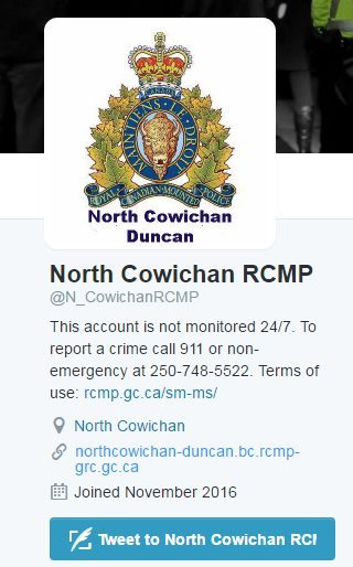 North Cowichan Duncan RCMP Launch Twitter Account