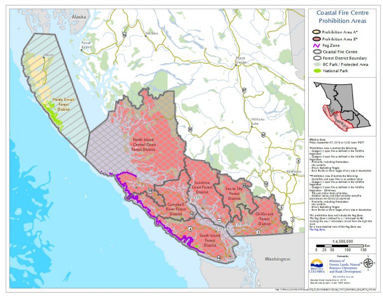 Coastal campfire ban still in place, despite lift on Haida Gwaii and fog zone