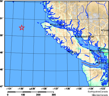 More Quakes Strike Off Northwest Vancouver Island