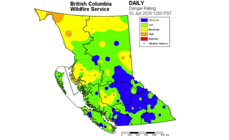 Cool conditions keep fire danger rating low across coastal B.C.
