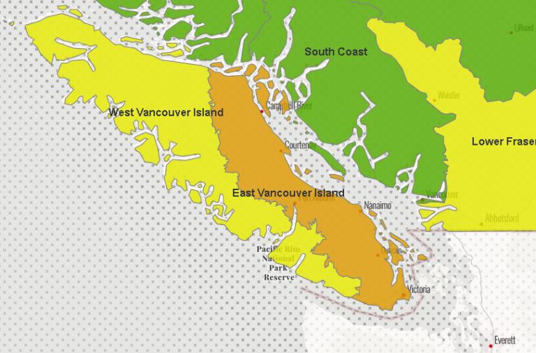 Eastern Vancouver Island at Level 3 drought conditions