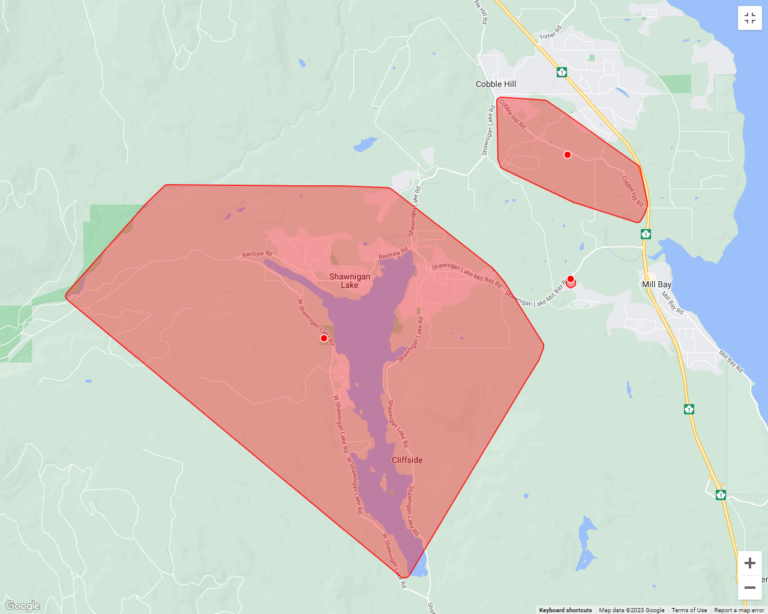 Large power outage strikes Shawnigan Lake Saturday