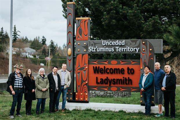 Ladysmith unveils new sign with a Coast Salish style