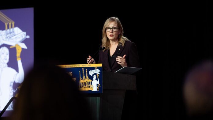 BC Finance Minister Brenda Bailey presents Budget 2026 on Feb 17, 2026 | B.C. Government photo